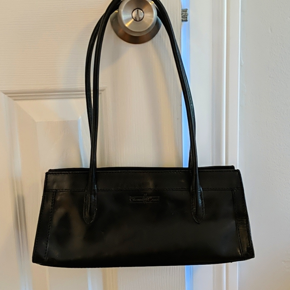 Italian leather baguette style black purse